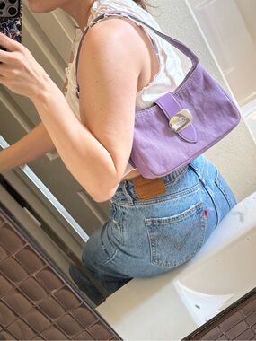 Coach Eliza Denim Mini Shoulder Bag Lavender Purple